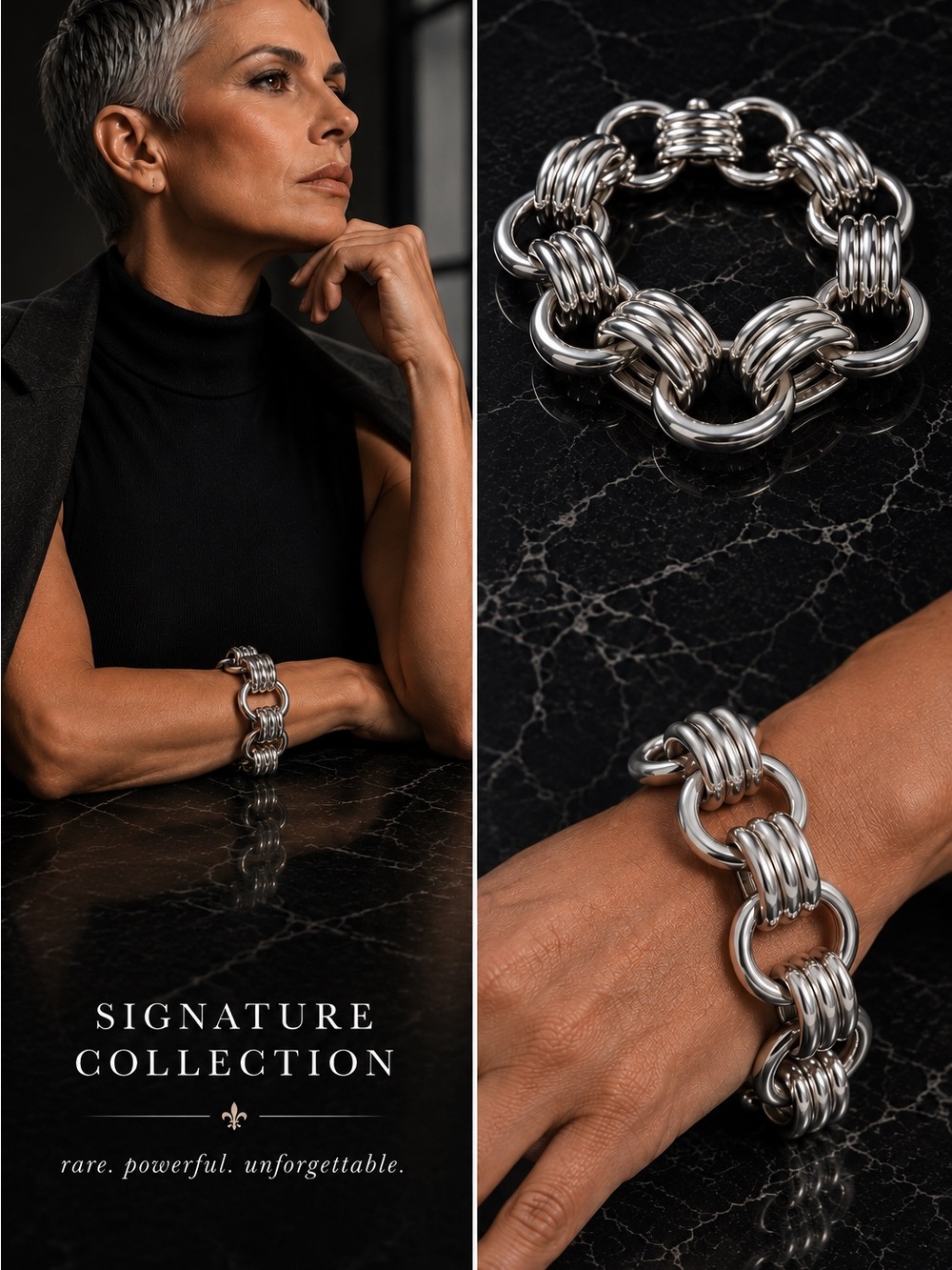 Silpada Unique Sterling Silver Triple Rainbow & Circle Link Toggle Bracelet